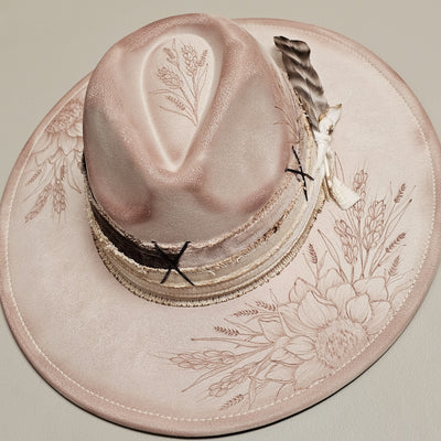 Topeka || Tan Suede Burned Wide Brim Hat