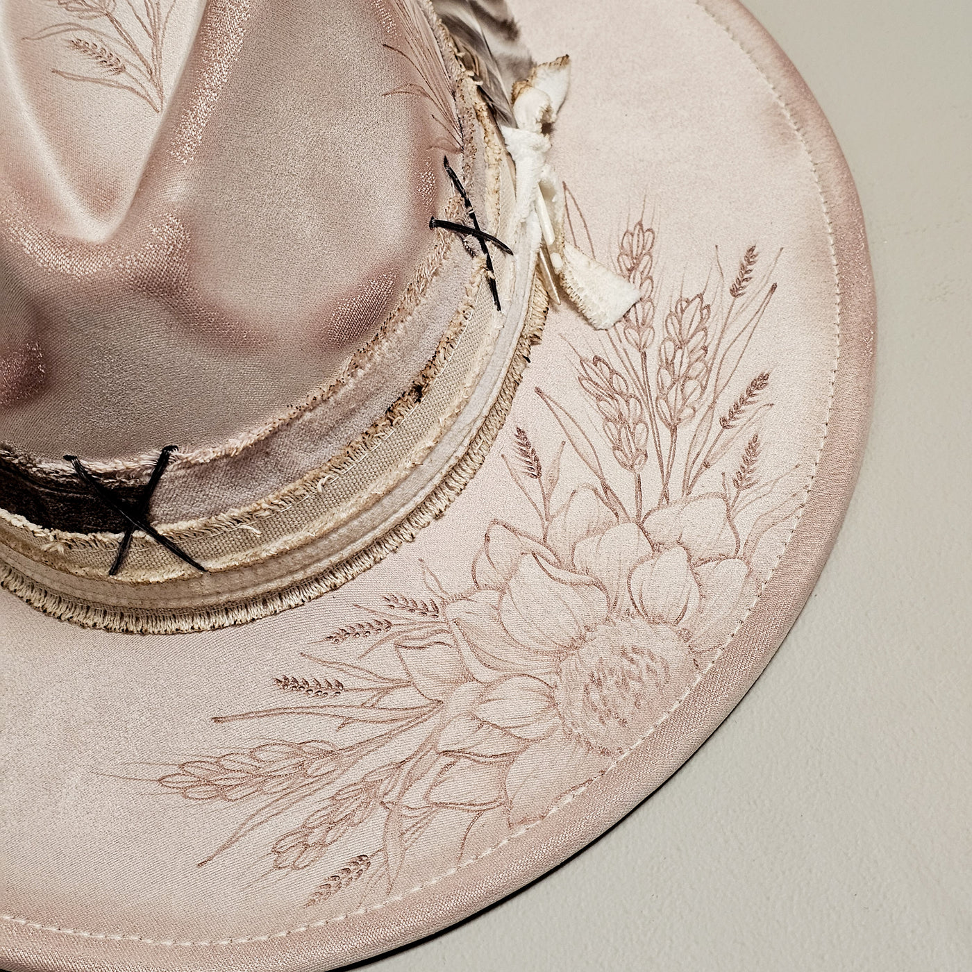 Topeka || Tan Suede Burned Wide Brim Hat