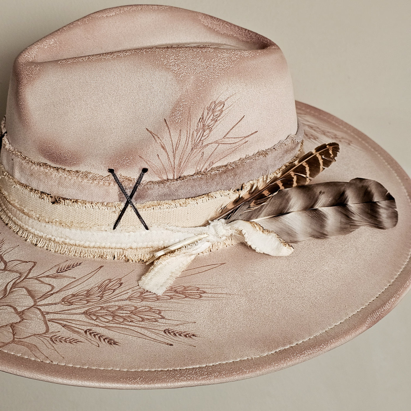 Topeka || Tan Suede Burned Wide Brim Hat