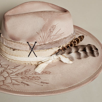 Topeka || Tan Suede Burned Wide Brim Hat
