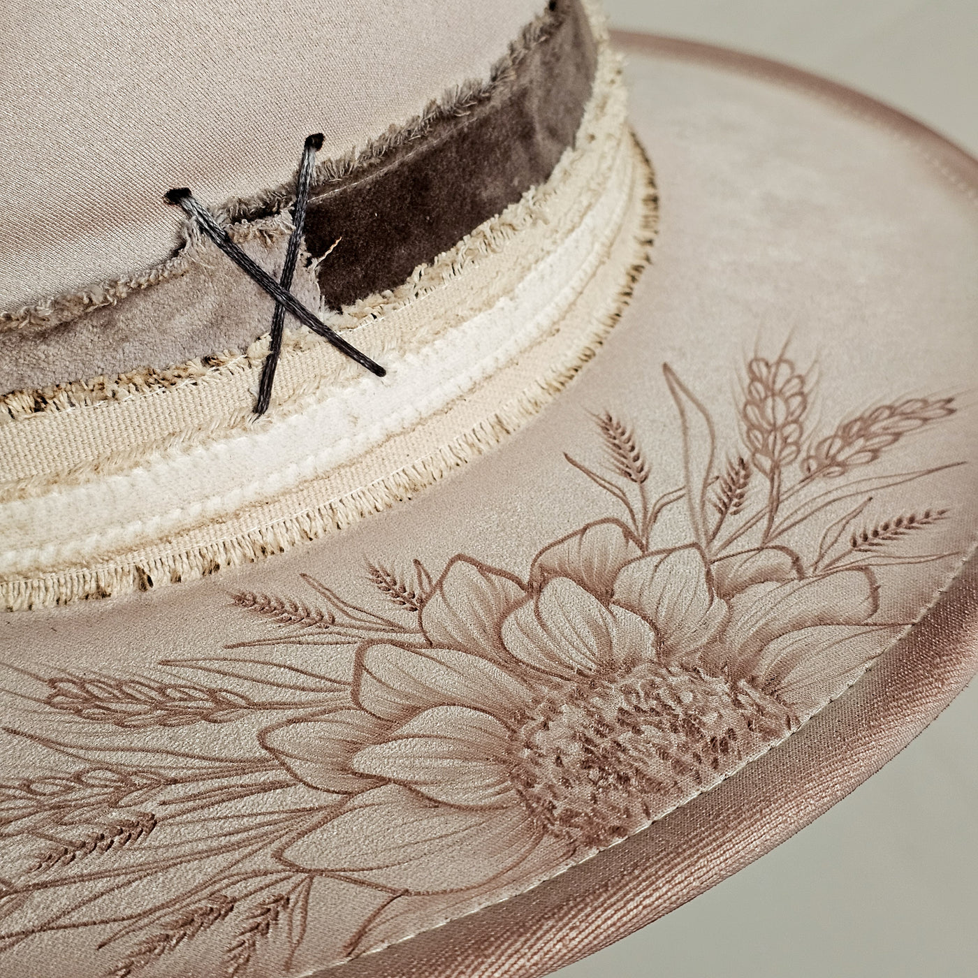 Topeka || Tan Suede Burned Wide Brim Hat