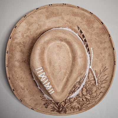 Nashville || Medium || Tan Burned Cowboy Style Hat