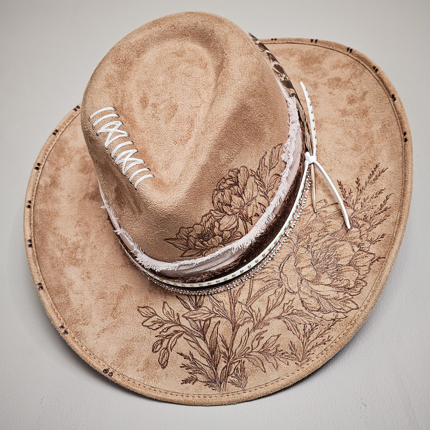Nashville || Medium || Tan Burned Cowboy Style Hat