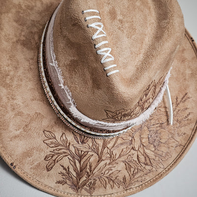 Nashville || Medium || Tan Burned Cowboy Style Hat