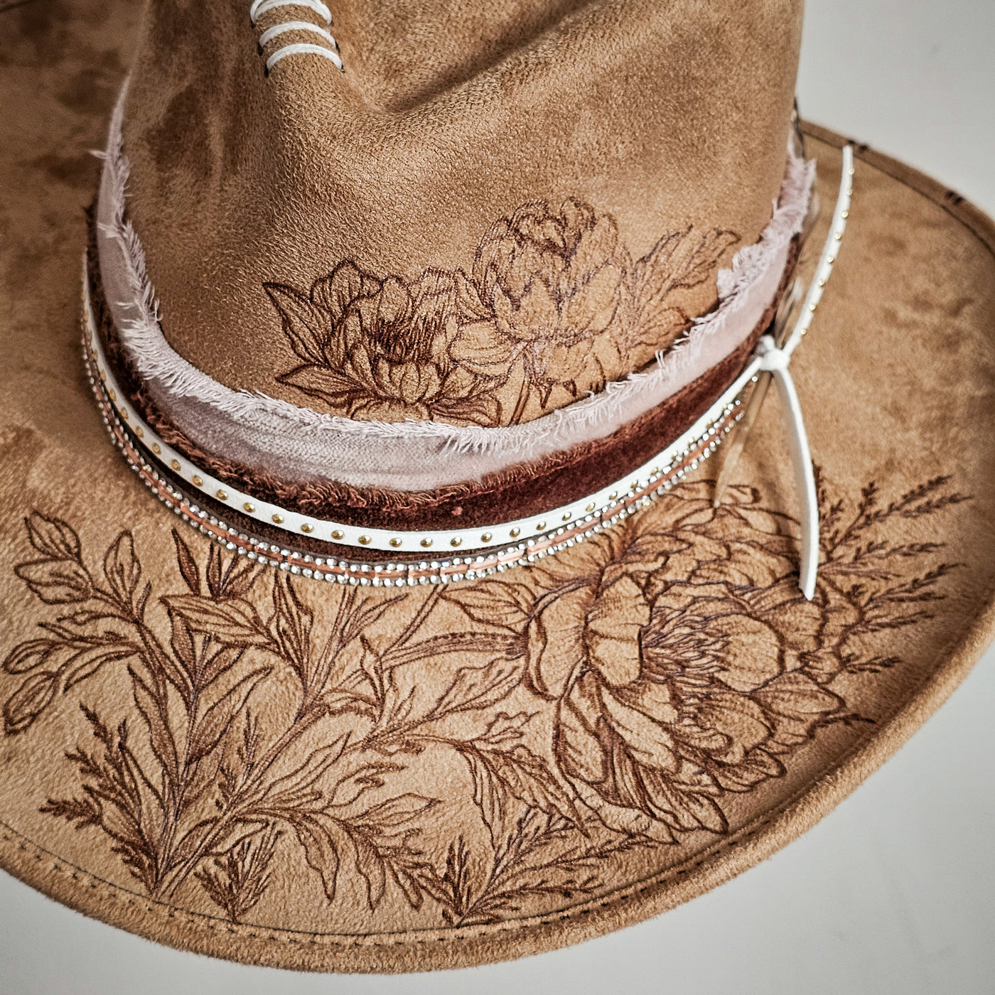 Nashville || Medium || Tan Burned Cowboy Style Hat