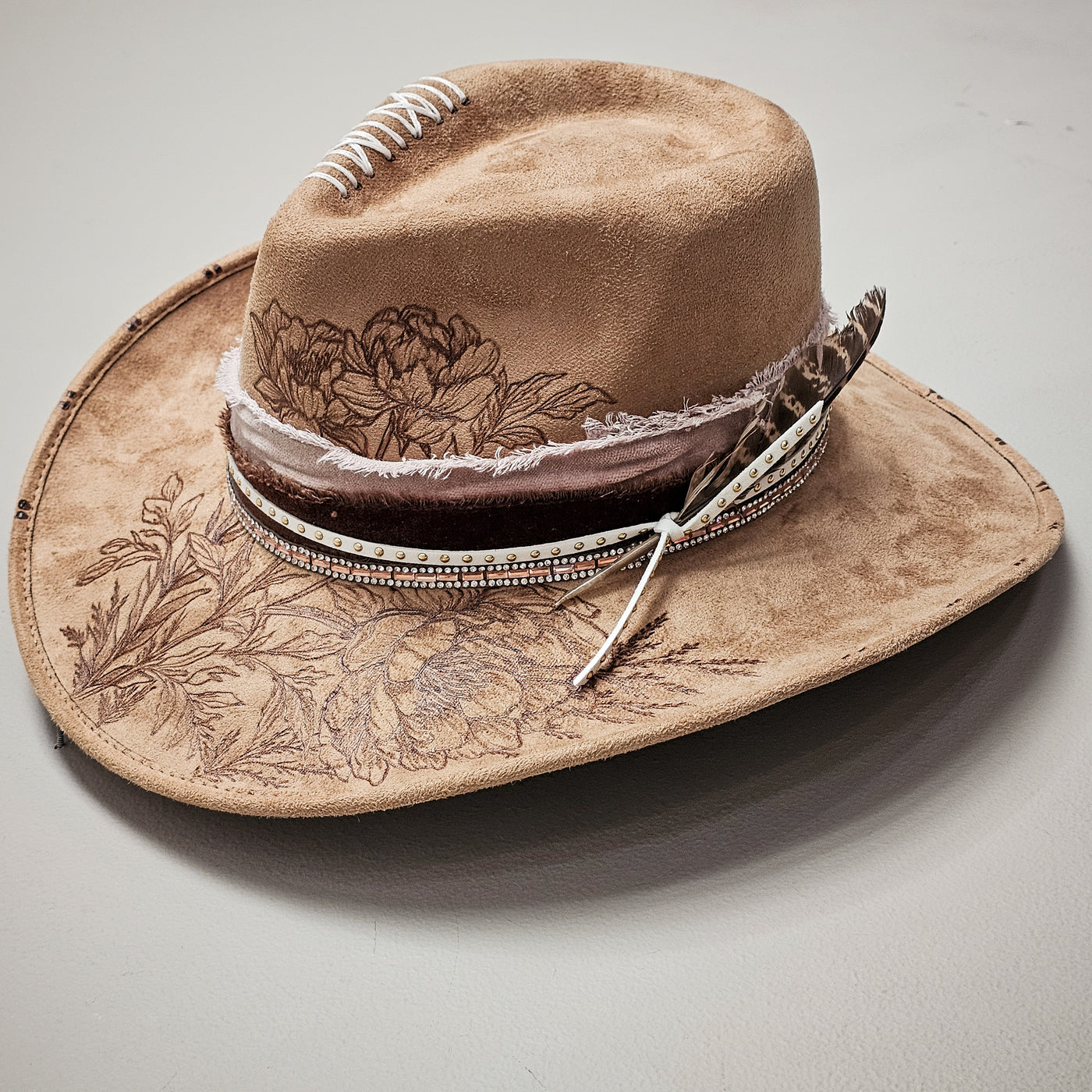 Nashville || Medium || Tan Burned Cowboy Style Hat