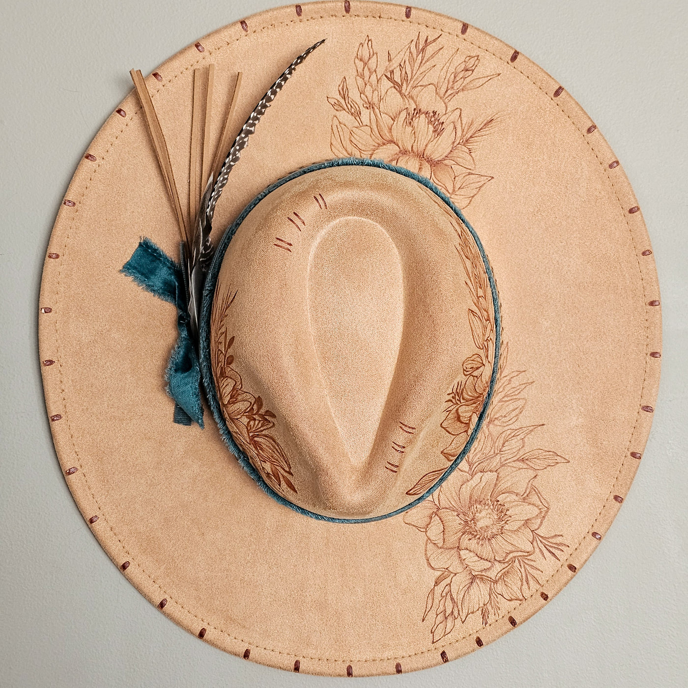 Isn't She Lovely || Tan Suede Burned Wide Brim Hat