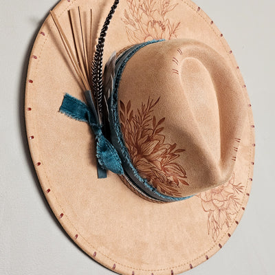 Isn't She Lovely || Tan Suede Burned Wide Brim Hat