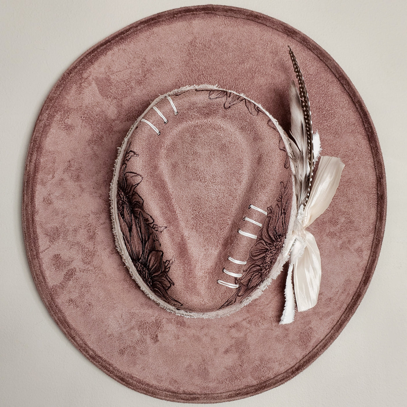 Sunflower Crown |M| Mocha Suede Burned Wide Stiff Brim/ Pencil Brim Hat