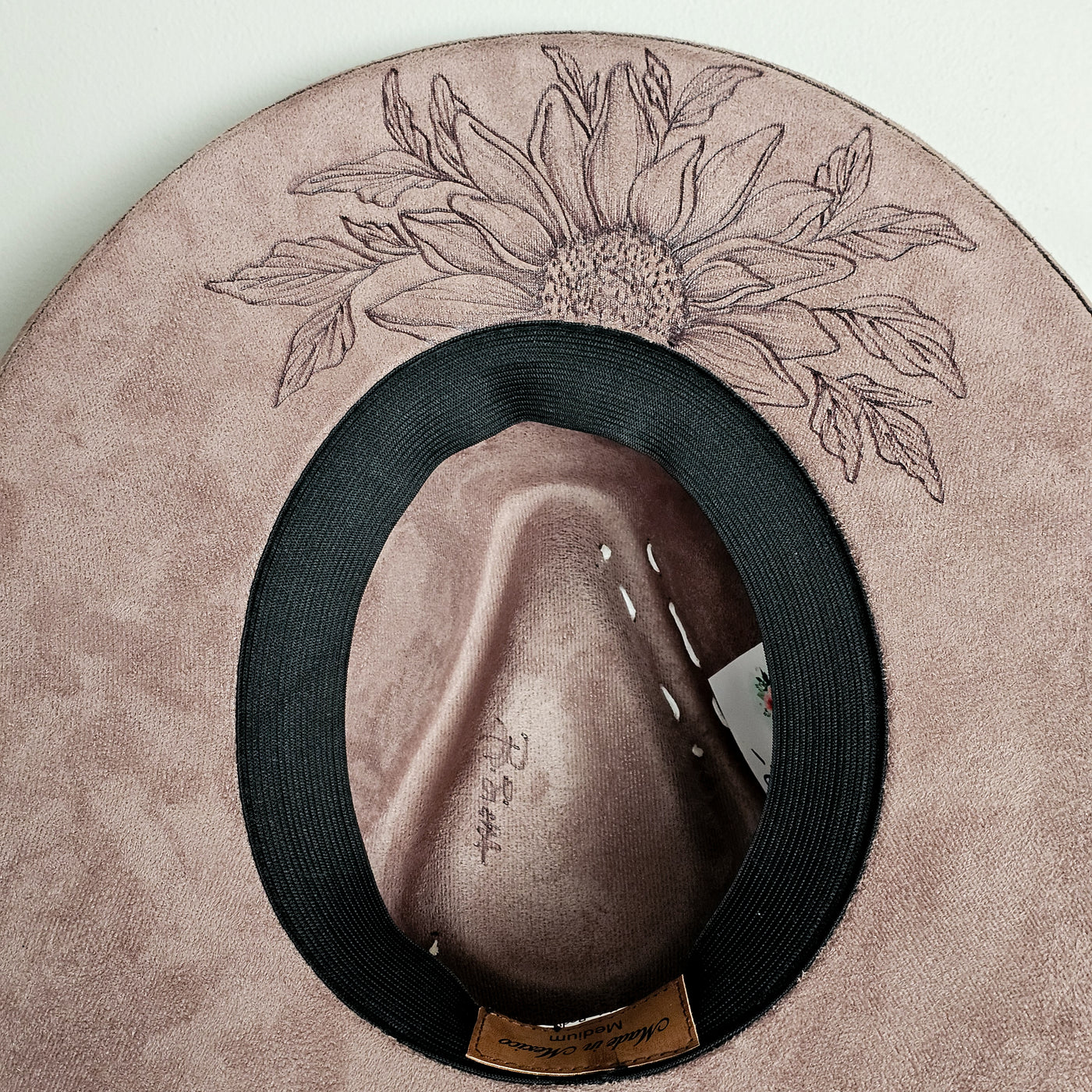 Sunflower Crown |M| Mocha Suede Burned Wide Stiff Brim/ Pencil Brim Hat