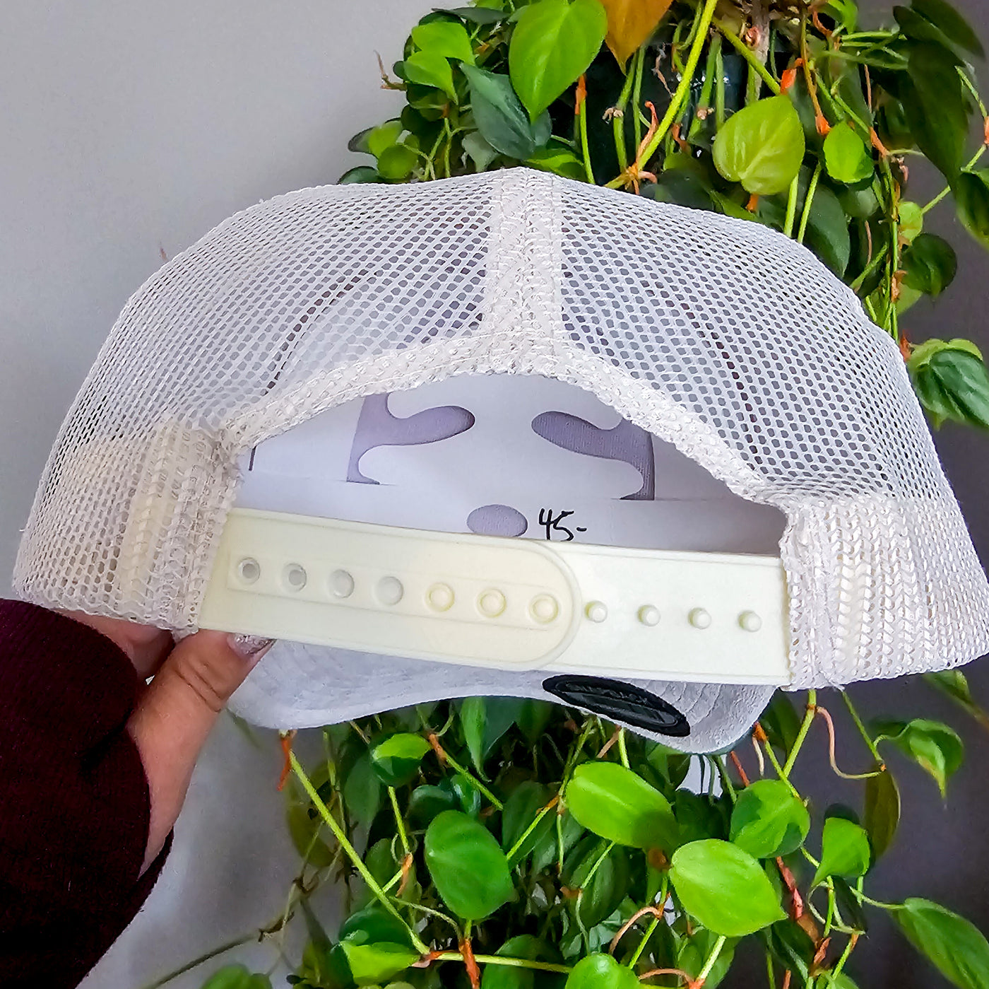 Nebraska || Ivory Suede Baseball Style Mesh Trucker Hat || Freehand Burned