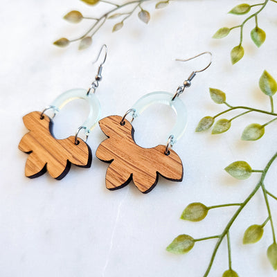 Acrylic + Wood Floral Earrings