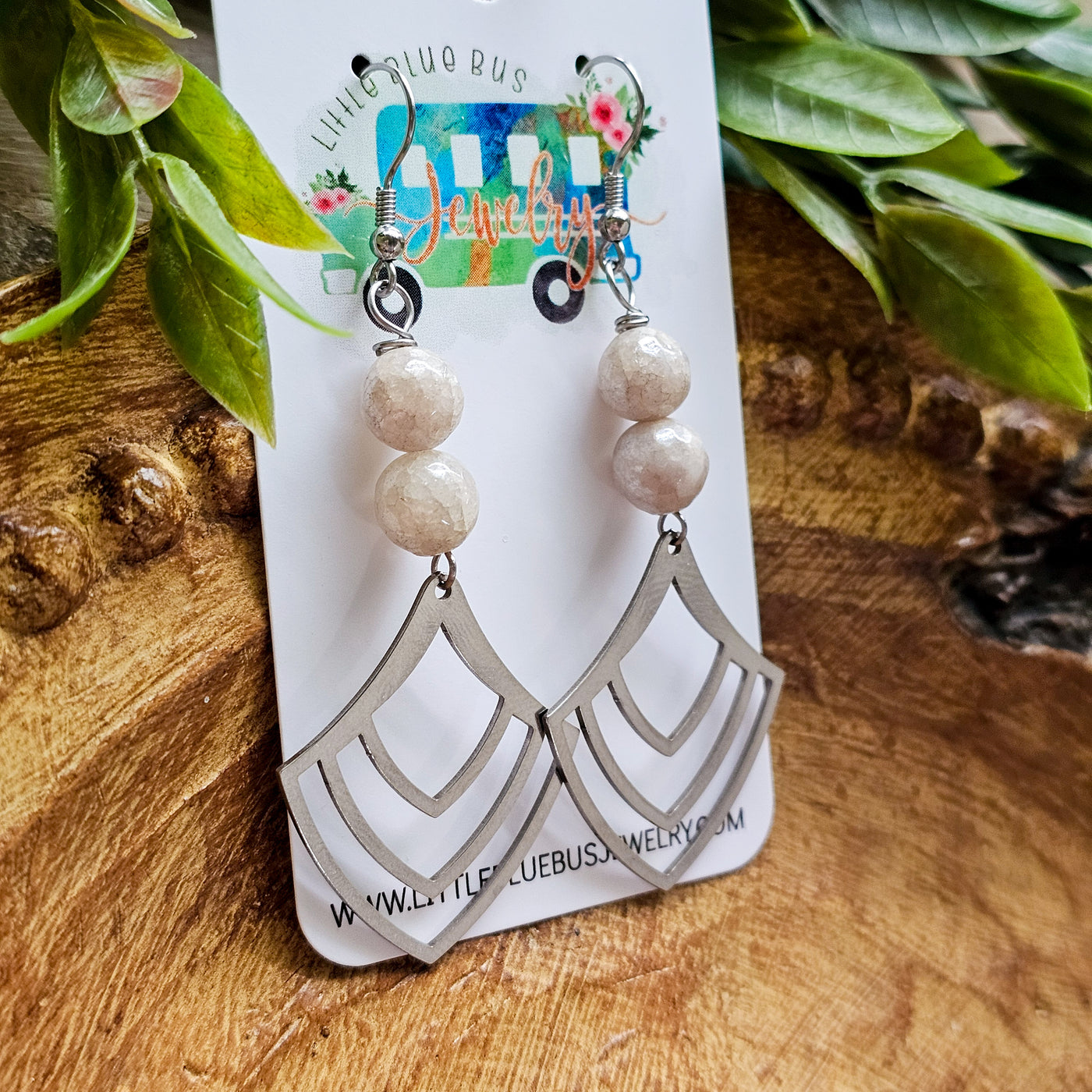 Opalized Faceted Glass + Steel Drop || Earrings