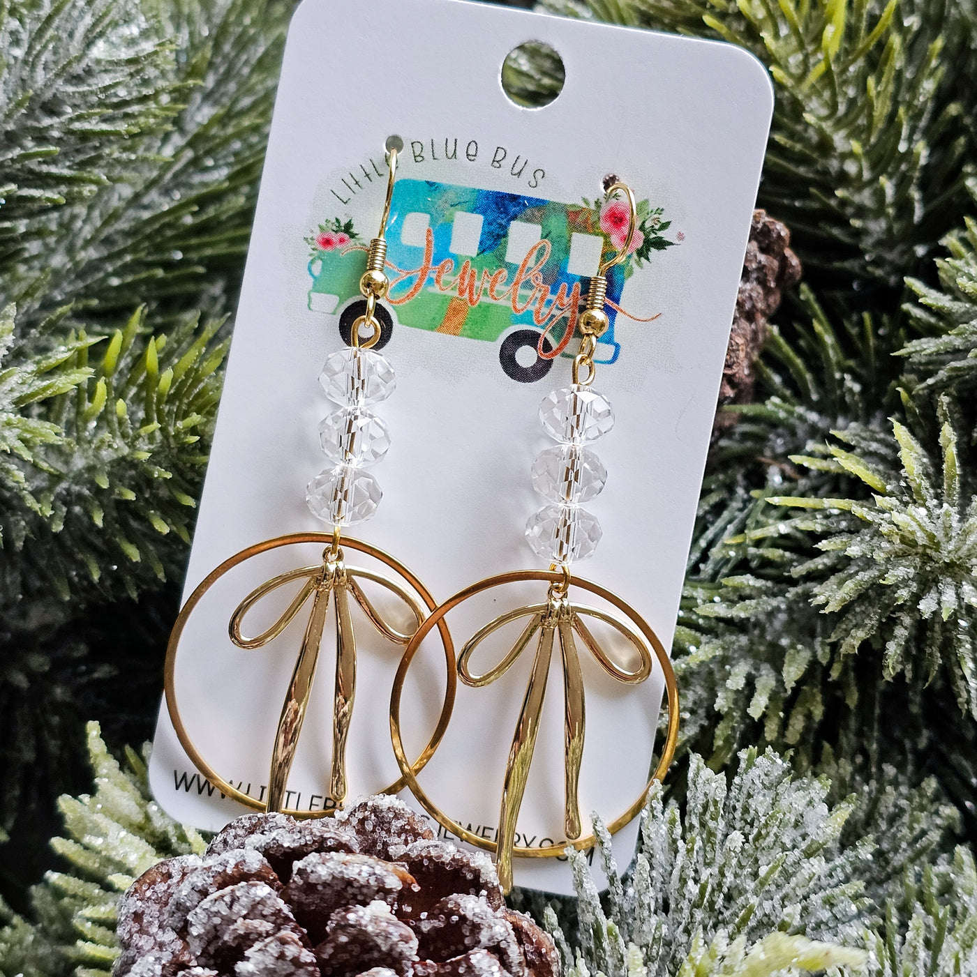 Crystal + Golden Bows || Earrings