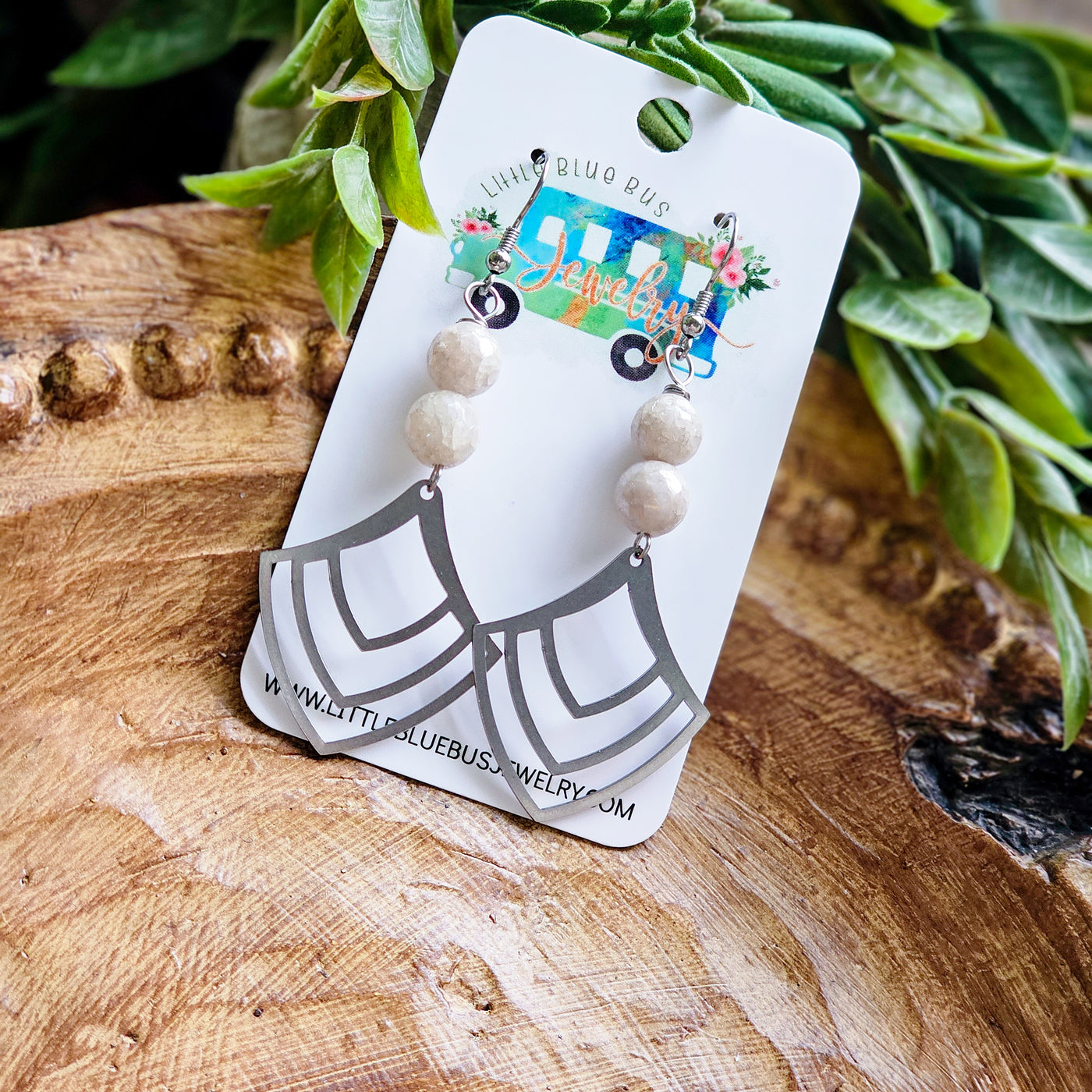 Opalized Faceted Glass + Steel Drop || Earrings