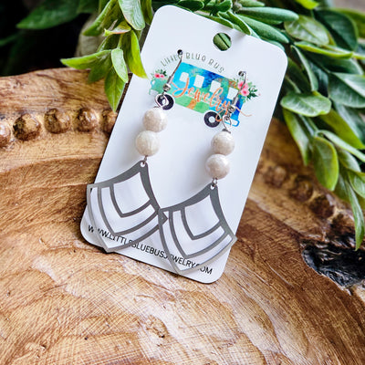 Opalized Faceted Glass + Steel Drop || Earrings