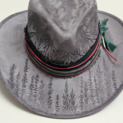 Mountain Views || Medium ||Charcoal Gray Burned Cowboy Style Hat