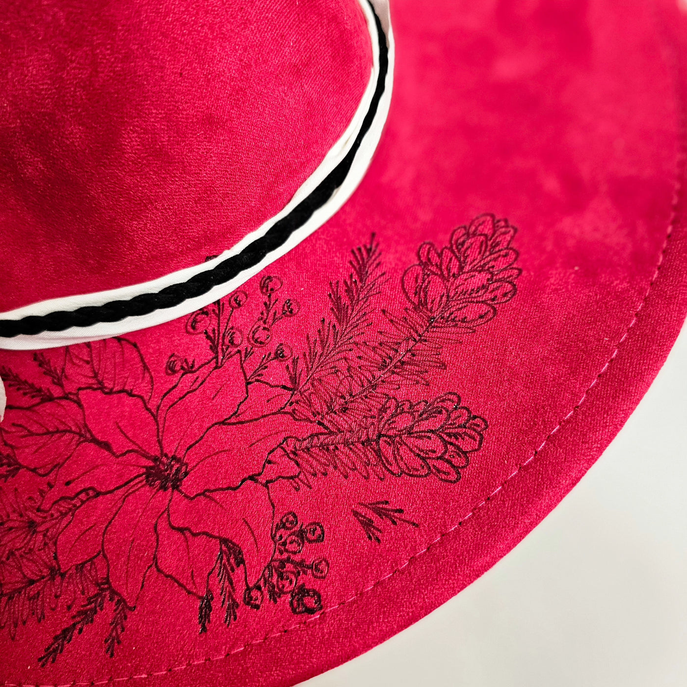 Let's Get Festive || Cranberry Suede Burned Wide Brim Hat
