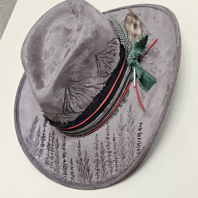 Mountain Views || Medium ||Charcoal Gray Burned Cowboy Style Hat