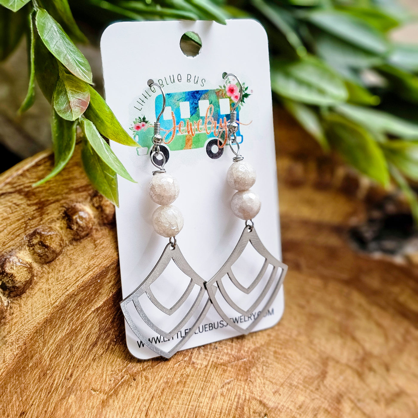 Opalized Faceted Glass + Steel Drop || Earrings