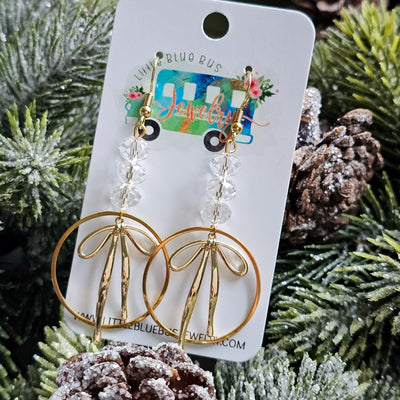 Crystal + Golden Bows || Earrings