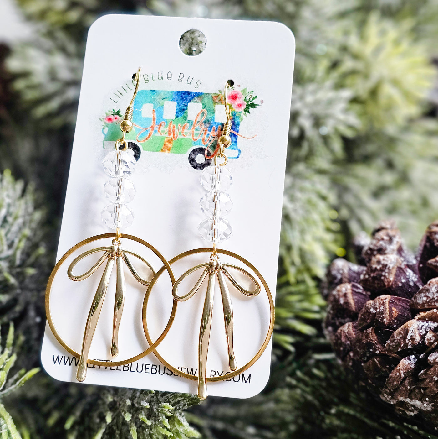 Crystal + Golden Bows || Earrings