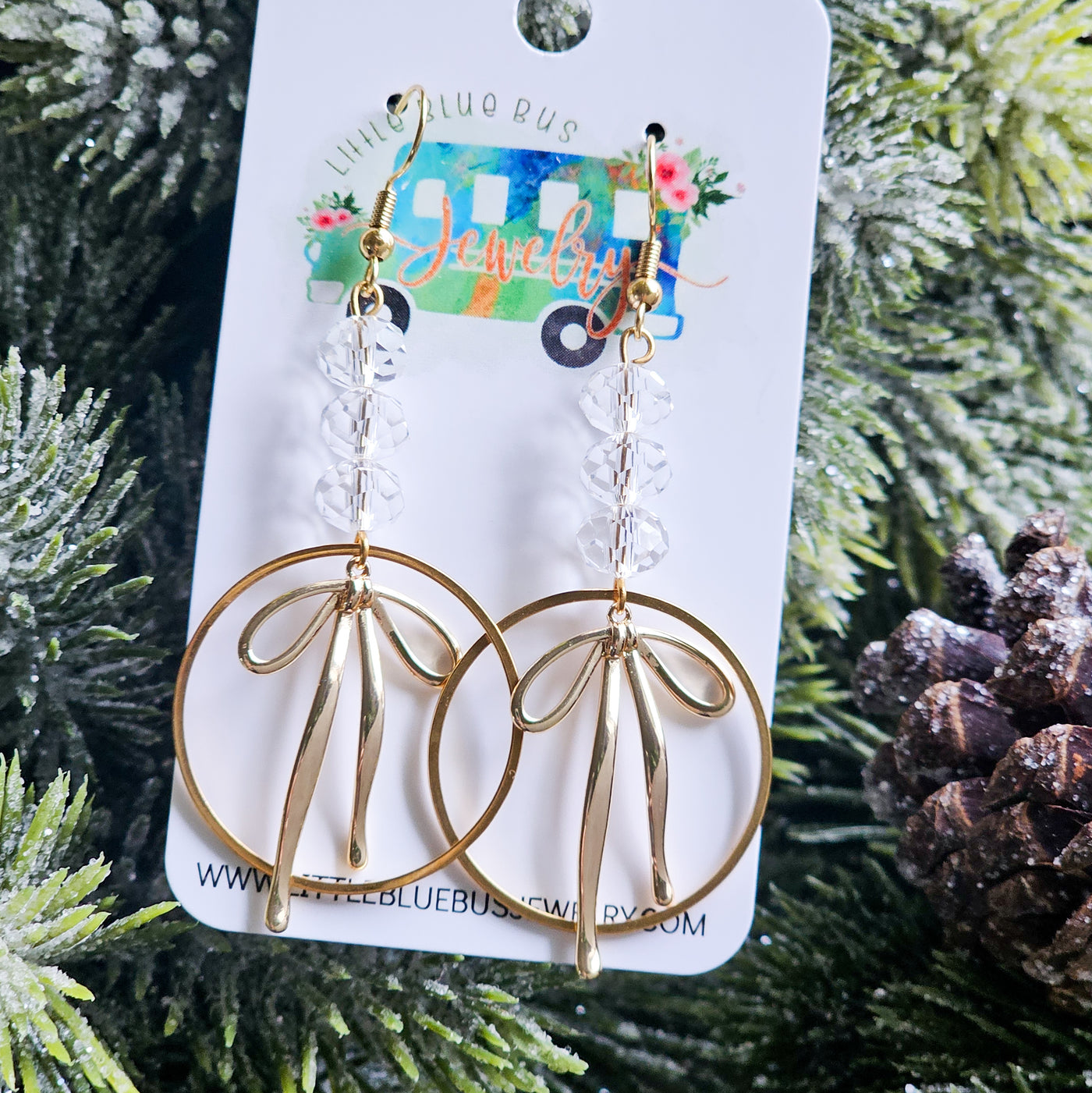 Crystal + Golden Bows || Earrings