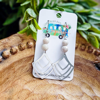 Opalized Faceted Glass + Steel Drop || Earrings