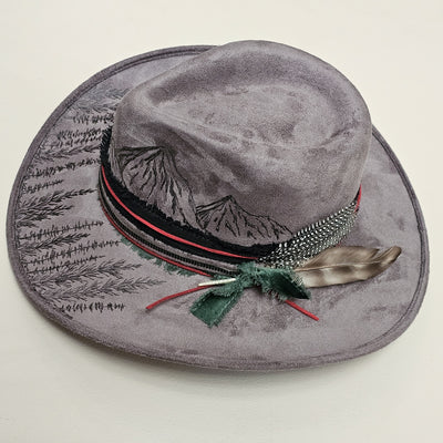 Mountain Views || Medium ||Charcoal Gray Burned Cowboy Style Hat