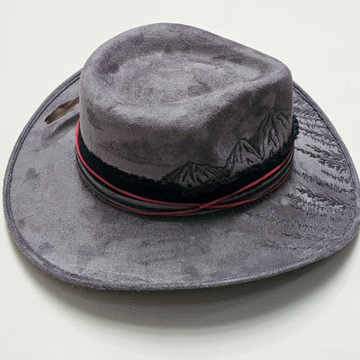 Mountain Views || Medium ||Charcoal Gray Burned Cowboy Style Hat