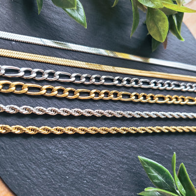 Gold & Stainless Steel Modern Metal Chain Bracelets