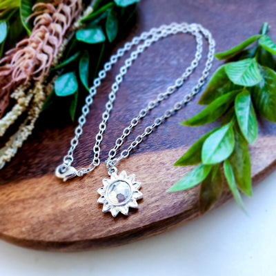 Sunflower Sterling Silver Dipper Faceted Pendant | Necklace
