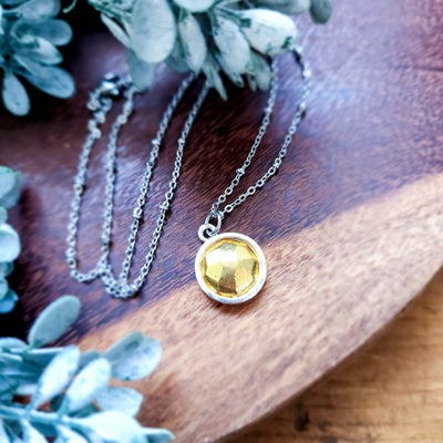 Mixed Metal Mini Faceted Pendant | Necklace
