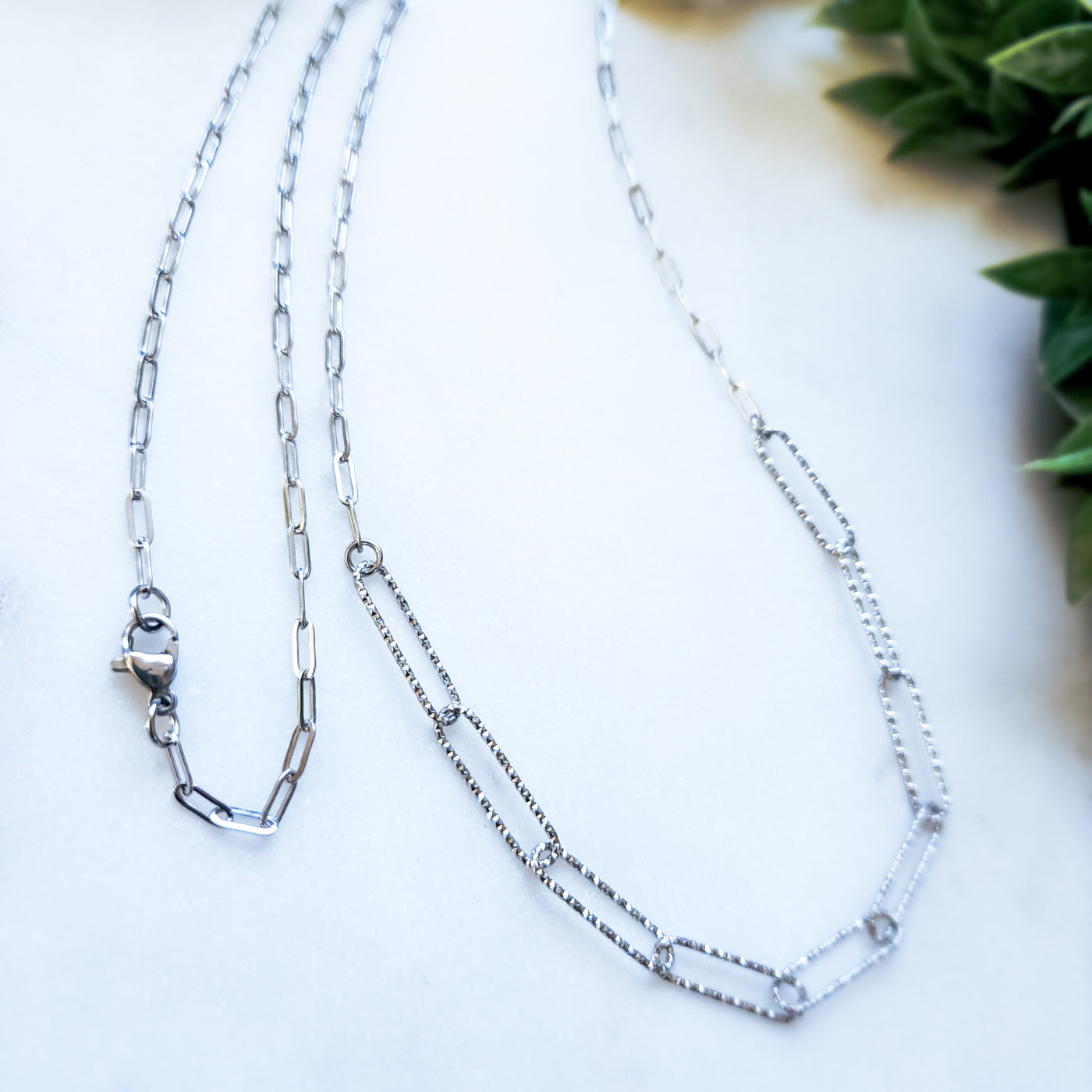 24" Sparkling Steel Paperclip Chain || Necklaces