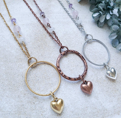 Amethyst • Rose Quartz • Moonstone Chunky Heart | Necklaces