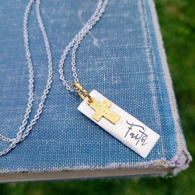 Faith | Mixed Metal Necklaces - Little Blue Bus Jewelry