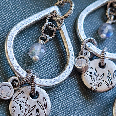 Floral Teardrop Labradorite | Cluster Necklaces - Little Blue Bus Jewelry