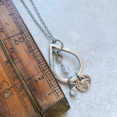 Floral Teardrop Labradorite | Cluster Necklaces - Little Blue Bus Jewelry