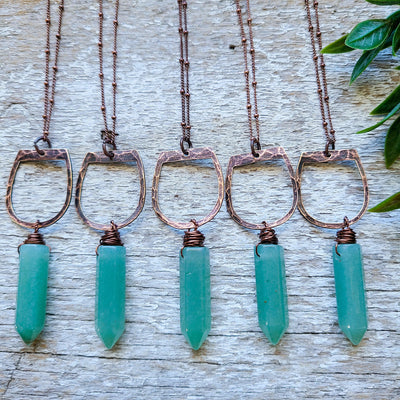 Green Aventurine and Copper | Necklace - Little Blue Bus Jewelry