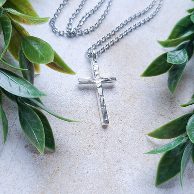 Hammered Cross | Necklaces - Little Blue Bus Jewelry