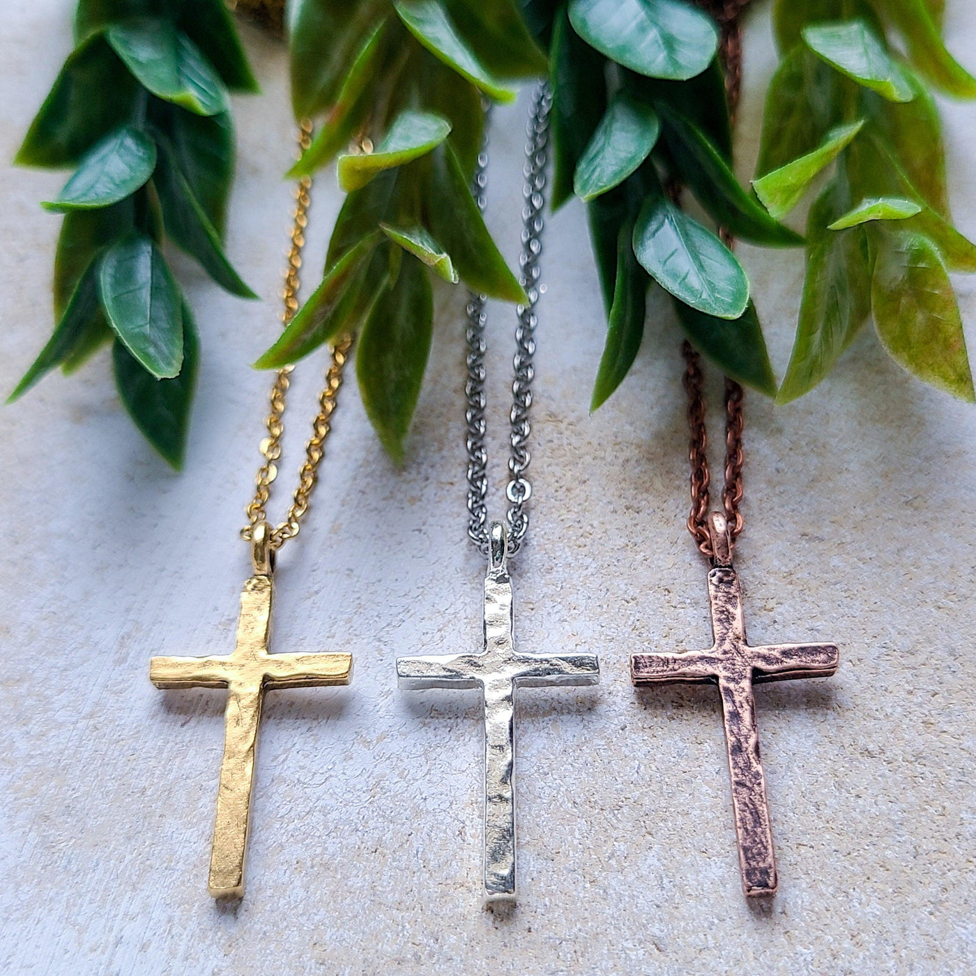 Hammered Cross | Necklaces - Little Blue Bus Jewelry