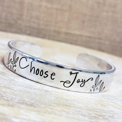 Joy - Hand Stamped | Necklaces and Cuff Bracelet - Little Blue Bus Jewelry