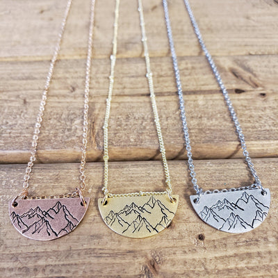 Mountains on Half Circle - Little Blue Bus Jewelry