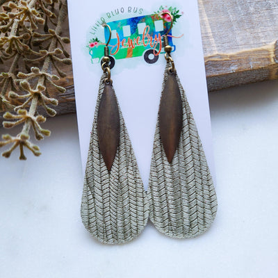 Raindrop Leather Earrings - Sage | Earrings - Little Blue Bus Jewelry