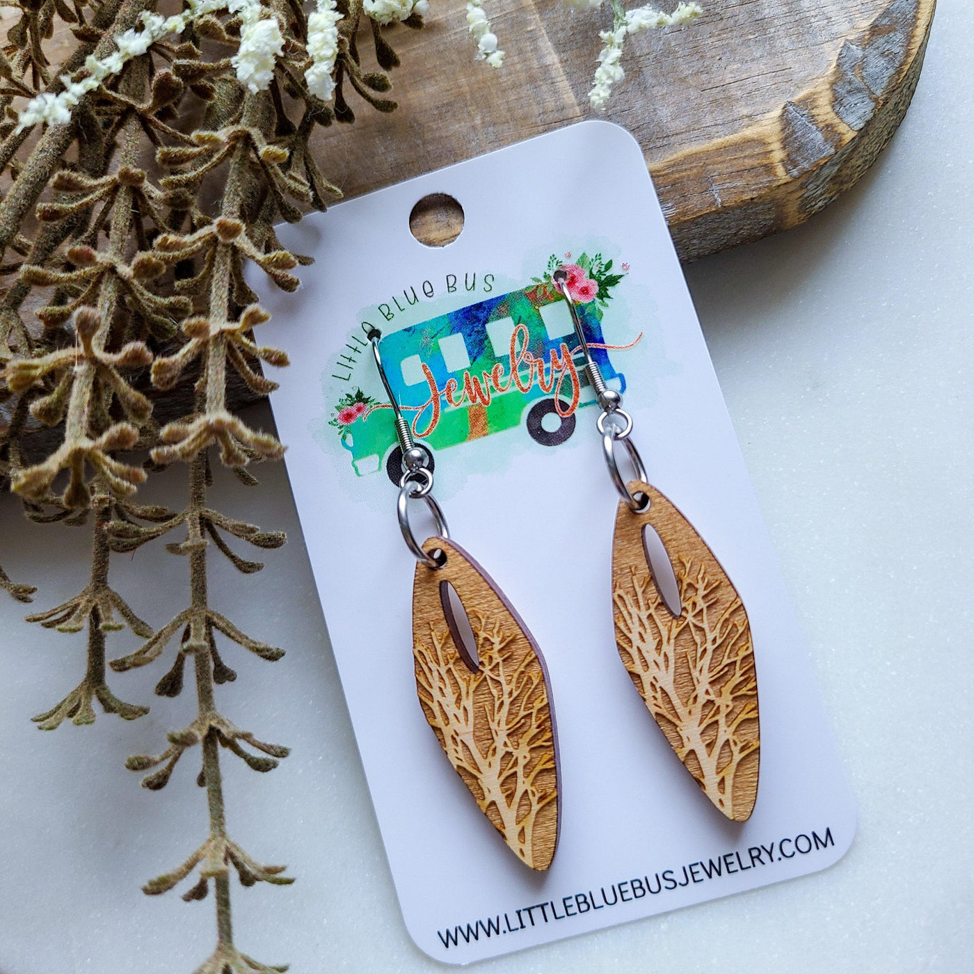 Wood Earrings - Stick to It | Earrings - Little Blue Bus Jewelry
